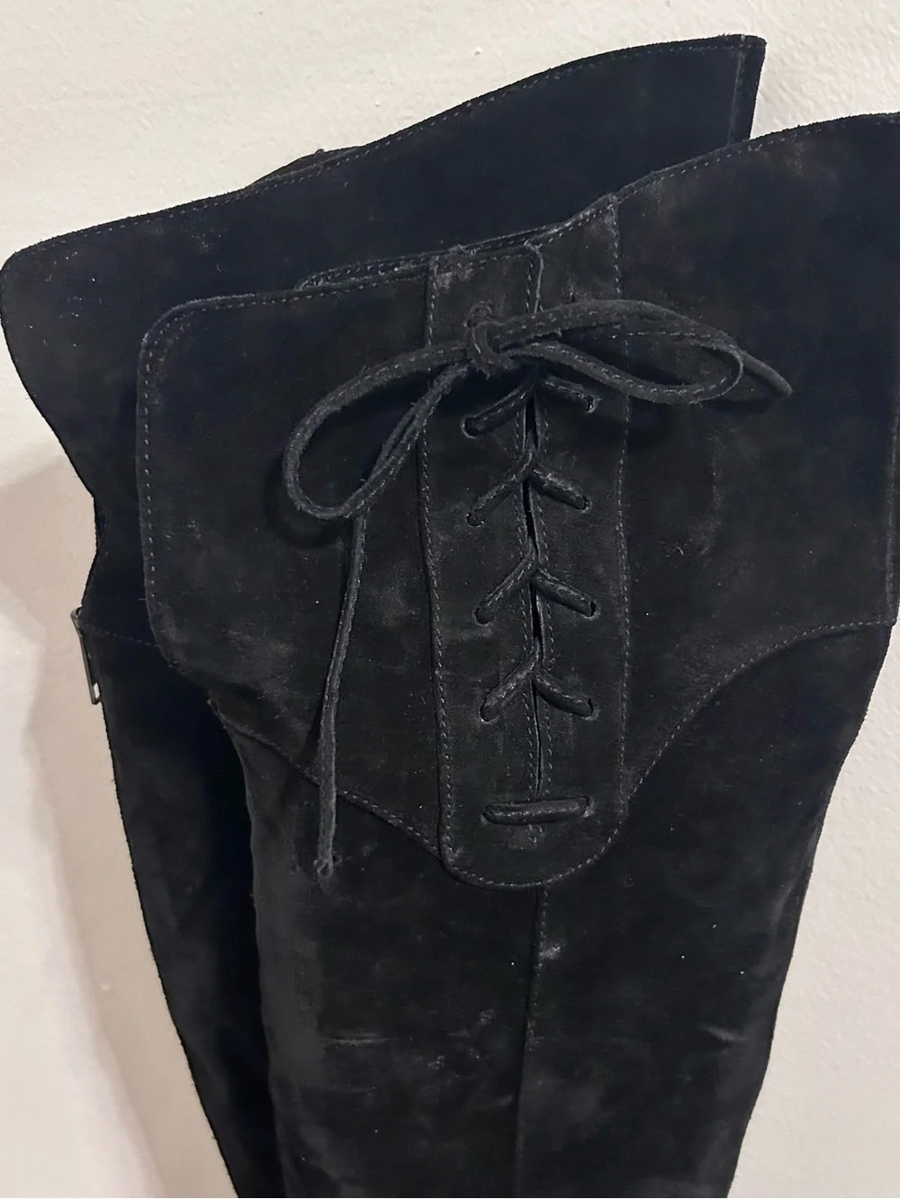 Born Black Suede Over-the-Knee Lace-Up Tall Riding Festival Boots Size 8